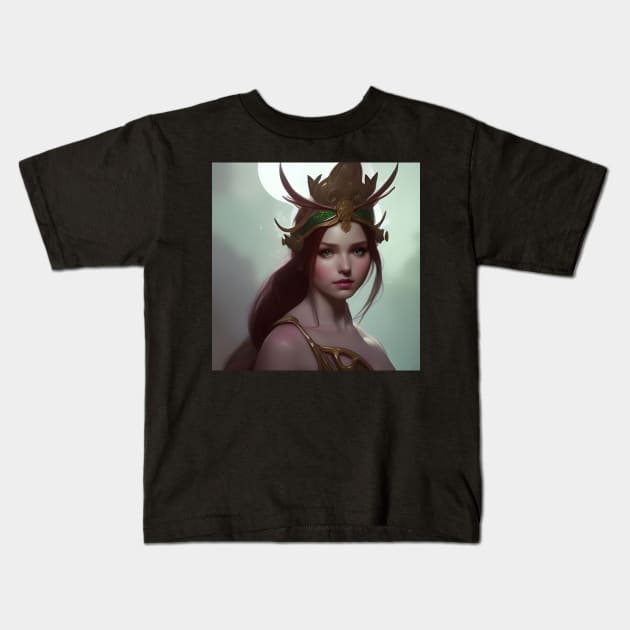 Cute Fantasy Elf Princess artwork Kids T-Shirt by PrancingPeekees